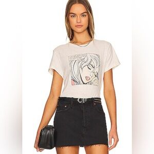 Re/Done Womens World Peace Classic Retro Pop Art T Shirt Small Crop Short Sleeve